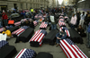 Symbolic “coffins” used to protest George W. Bush's war in Iraq line a street in Washington D.C. Bush was inaugurated for his second term and paraded down Pennsylvania Avenue later.